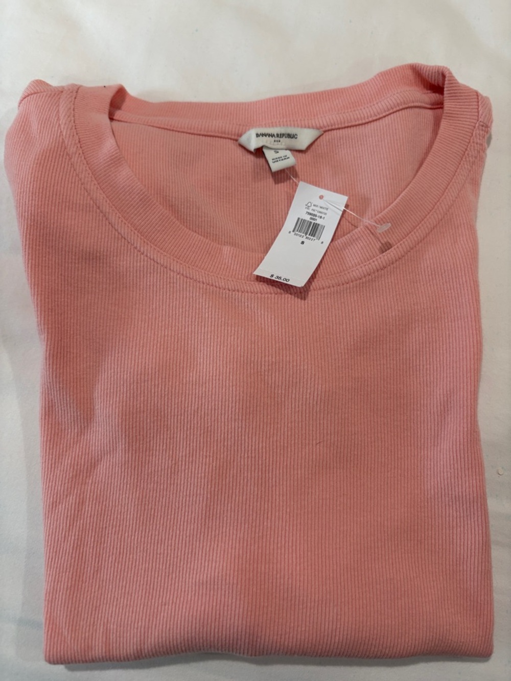 Banana Republic Coral Pink Ribbed Crewneck Tee